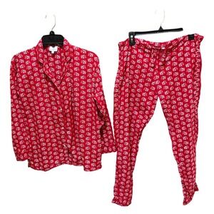 Pax Philomena Pajama Set XS Red Elephant Print Cotton Excellent